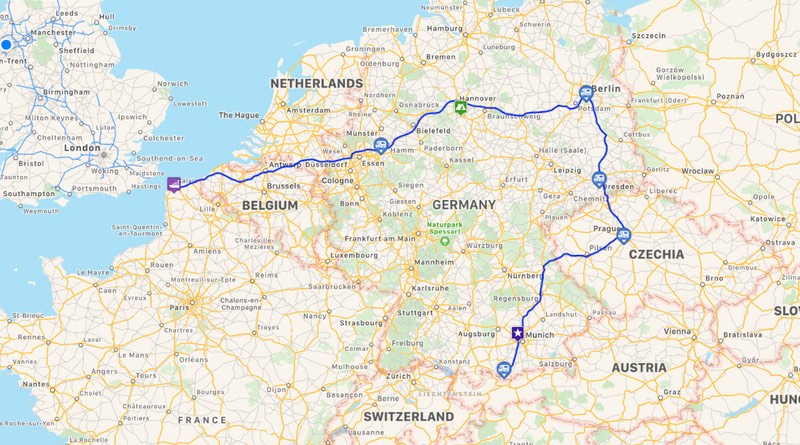 The entire European journey route so far.
Motorhome Road Trip to Oberammergau