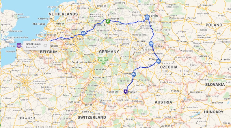 Motorhome holiday route