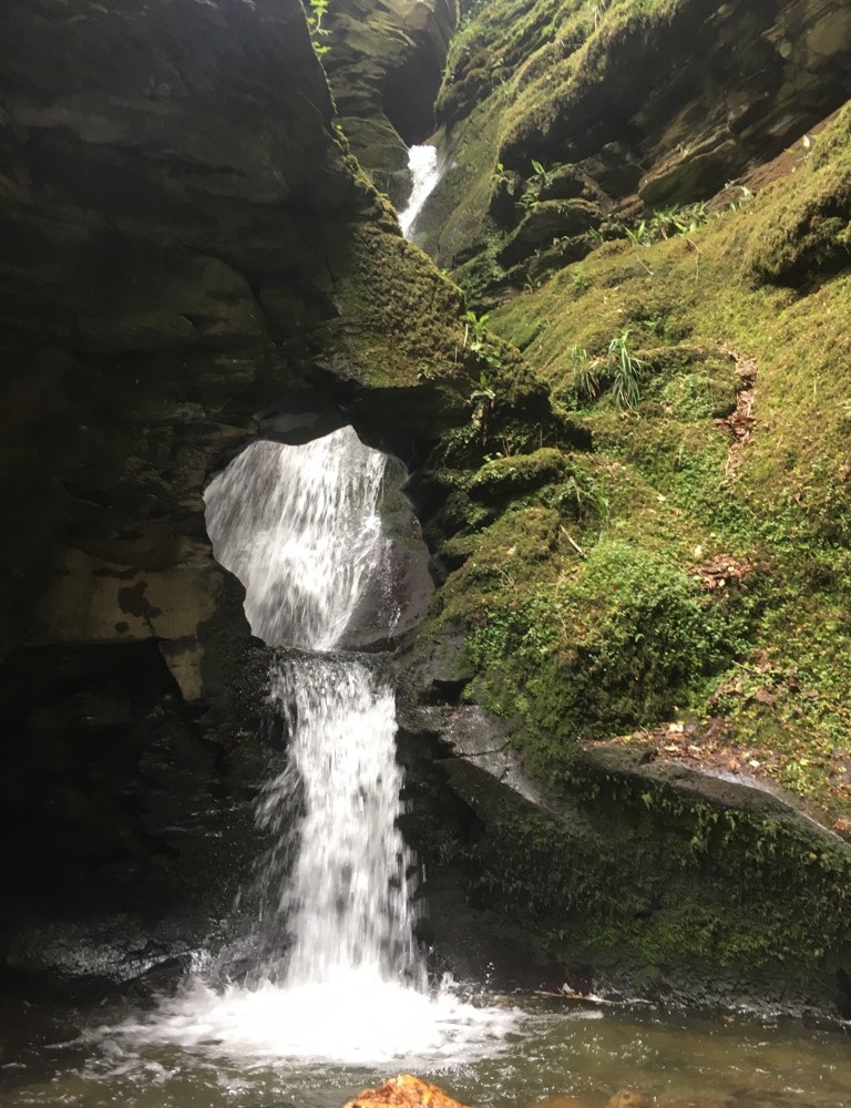 Waterfalls at St Nectans Glen, Cornwall.
Motorhome holiday road trip.